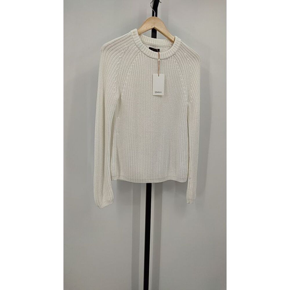 NWT Quince 100% Organic Cotton Fisherman Crew Sweater Ivory XS